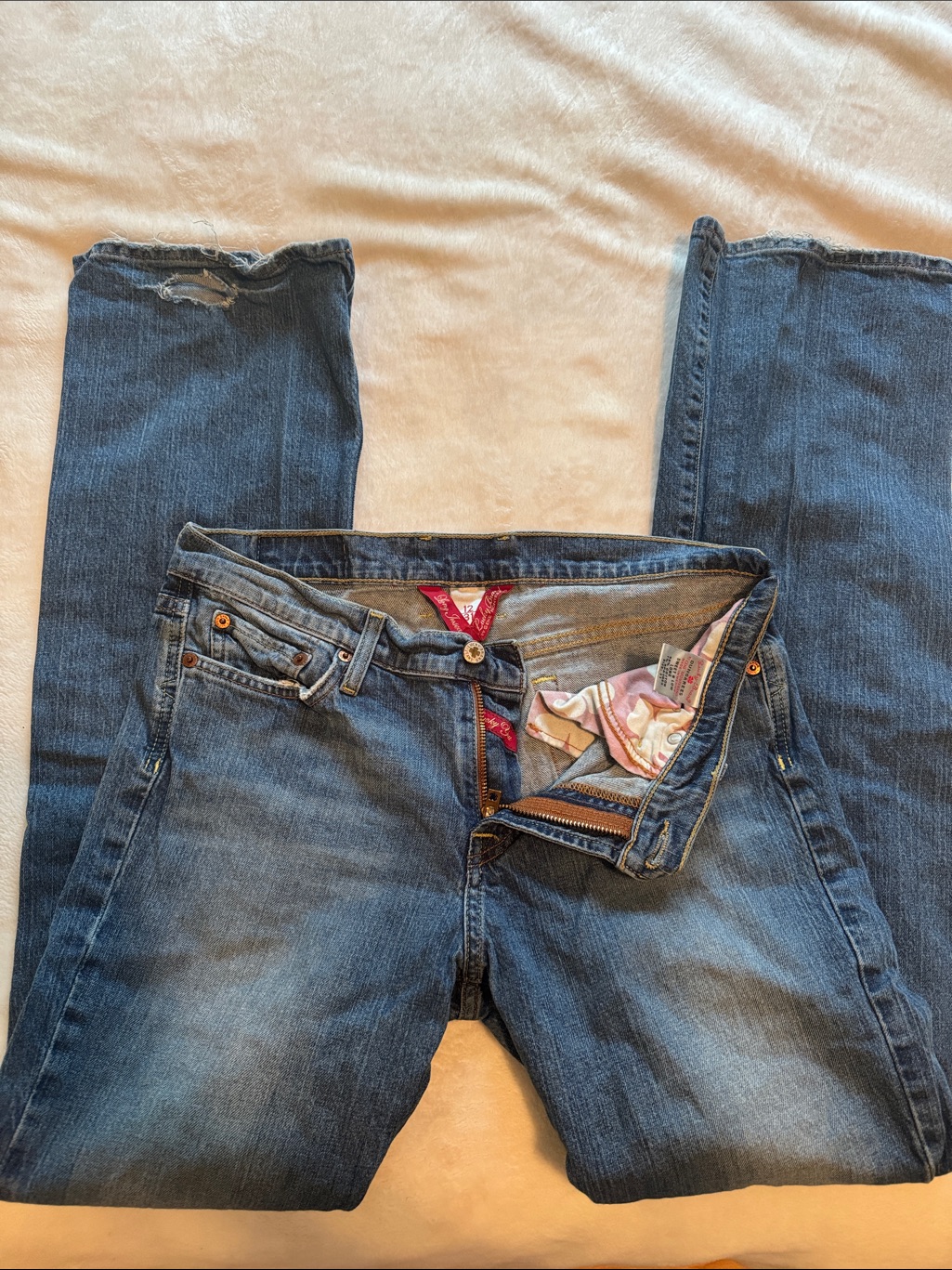 Lucky Brand Blue Denim Jeans With Pink Label Accent